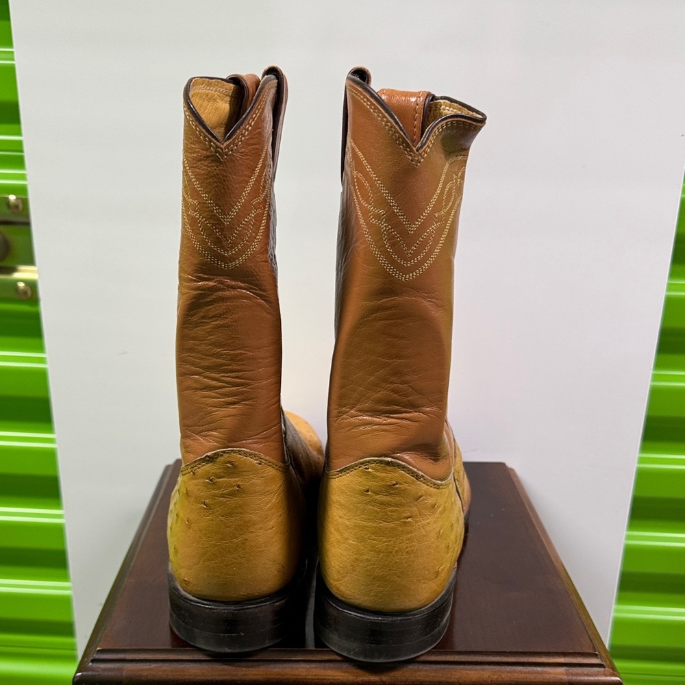 Justin Boots Men's Tan and Brown Western Boots - Picture 4 of 11